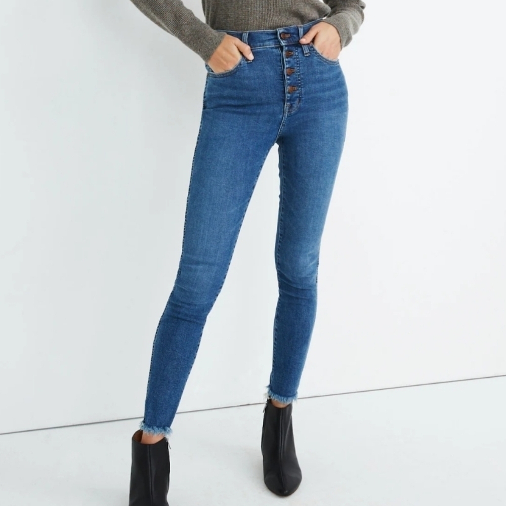 Madewell 10" High-Rise Skinny Jeans in Mackey Wash: Button-Front Edition